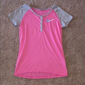 Pink Nike Half Button Up Shirt